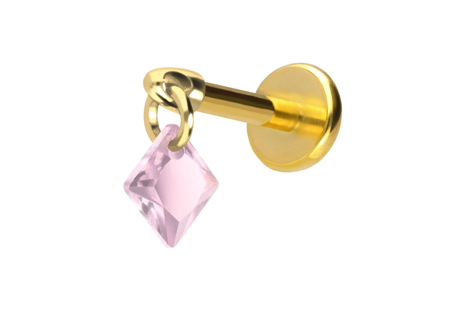 Titan Labret Piercing mit Push Fit KRISTALLQUADRAT